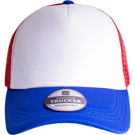 FWRD Vintage Trucker Three Tone Cap Royal-White-Red